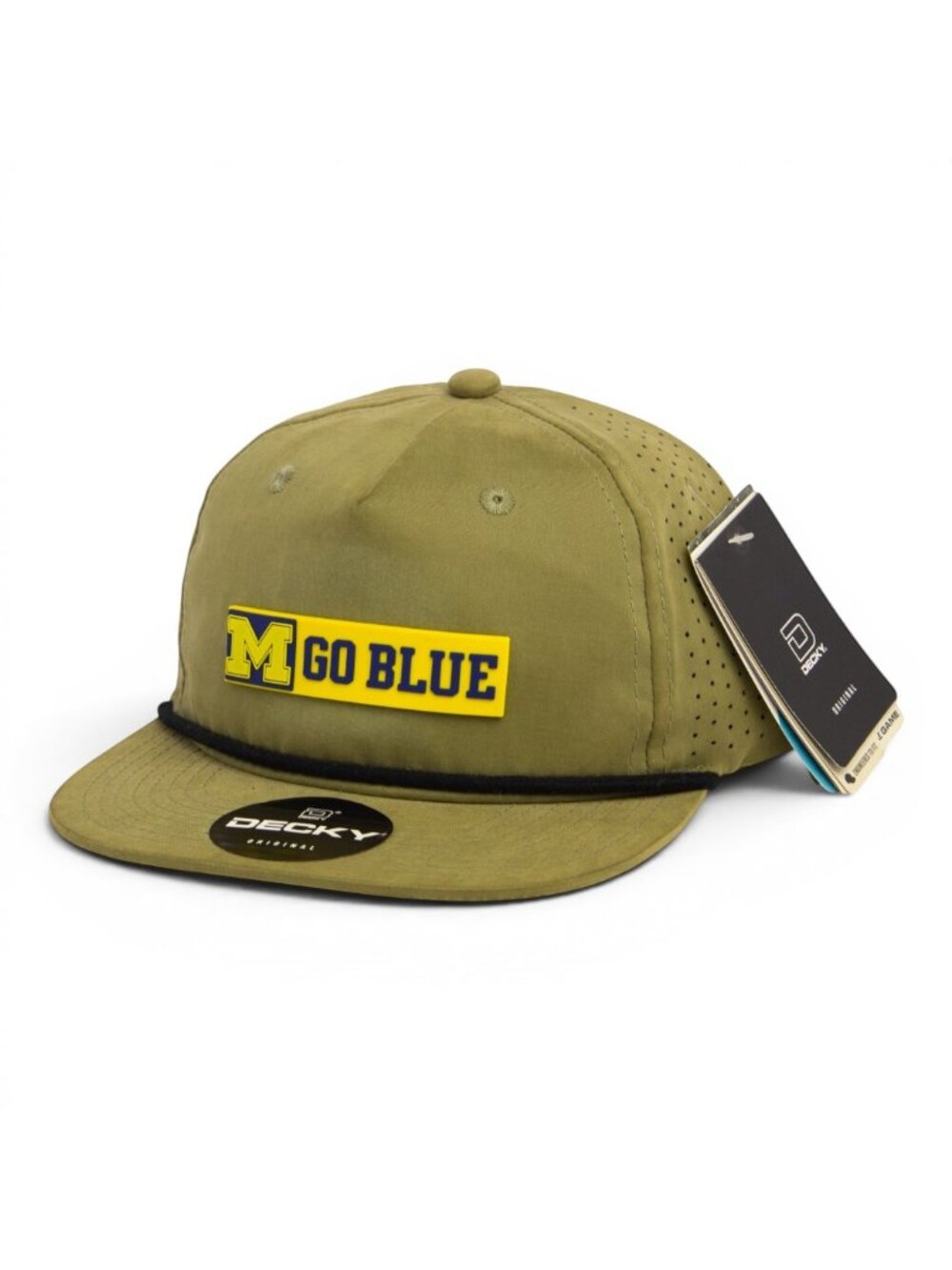 Michigan Wolverines GO BLUE Maize 3D Perforated Rope Hat- Loden/ Black